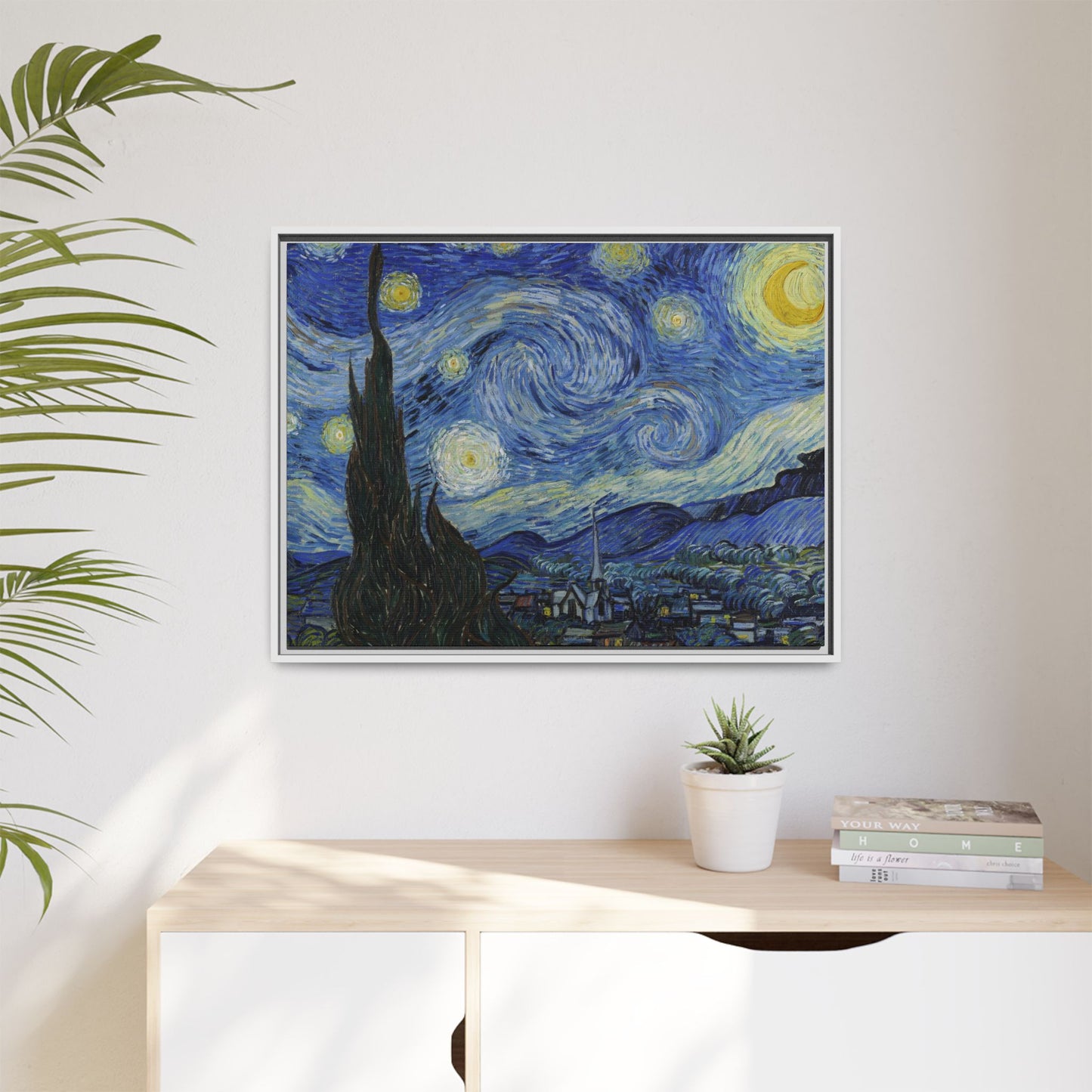 Canvas Framed Print Art - Starry Night, Vincent van Gogh Painting