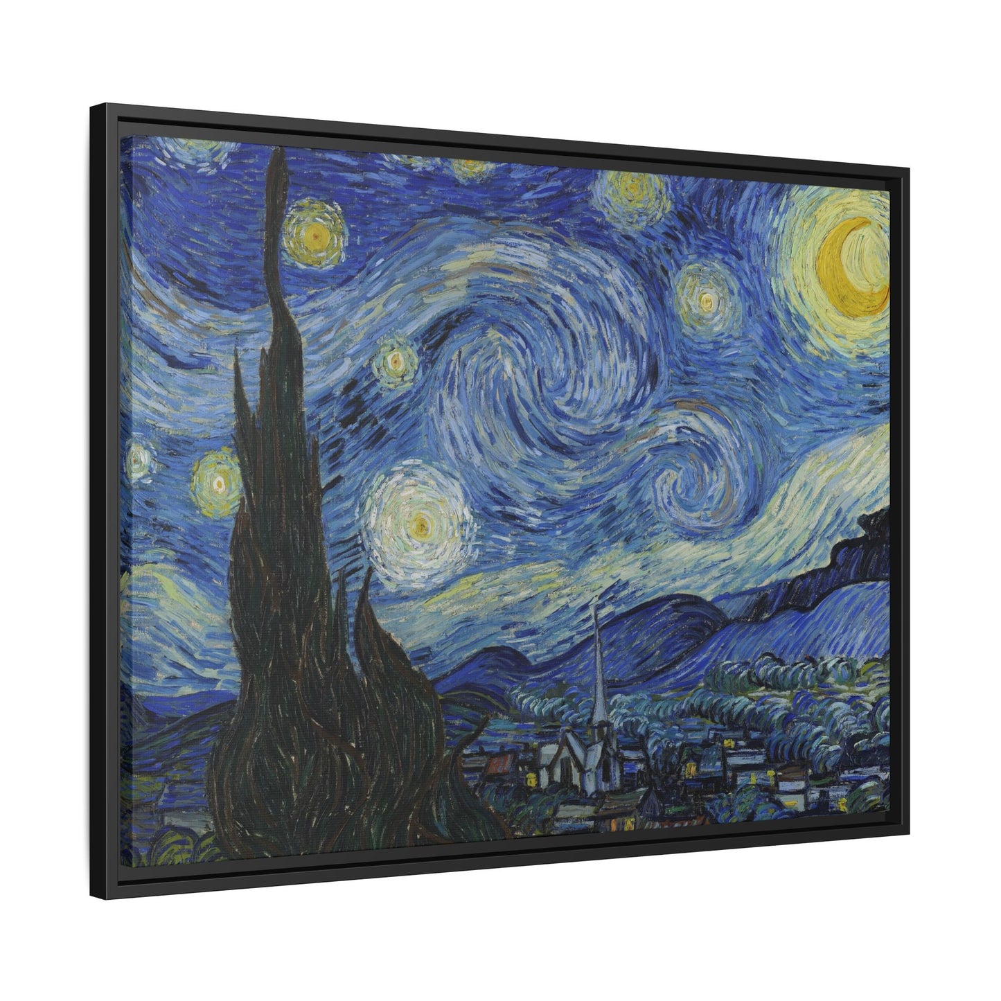 Canvas Framed Print Art - Starry Night, Vincent van Gogh Painting