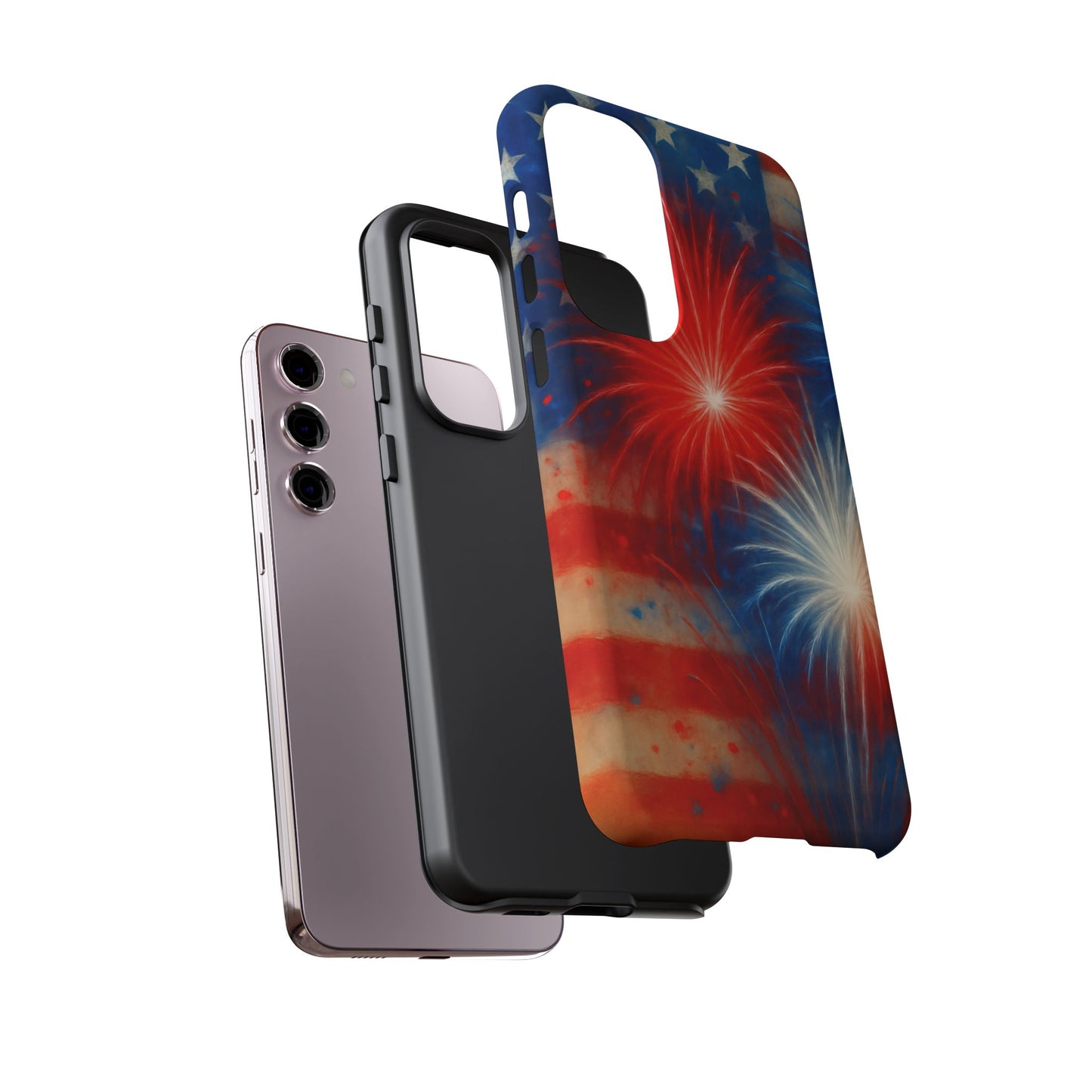 Patriotic Phone Case with Fireworks Design | Tough Cases, USA Holiday, Independence Day, Gift for Friends, Custom Cell Cover