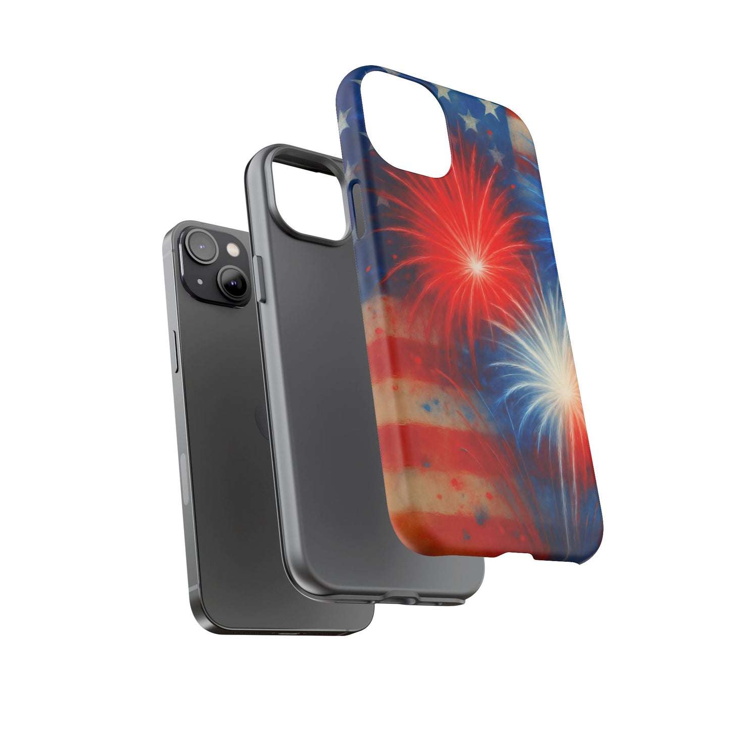 Patriotic Phone Case with Fireworks Design | Tough Cases, USA Holiday, Independence Day, Gift for Friends, Custom Cell Cover