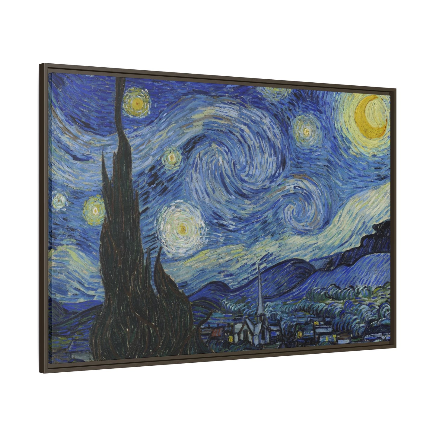 Canvas Framed Print Art - Starry Night, Vincent van Gogh Painting