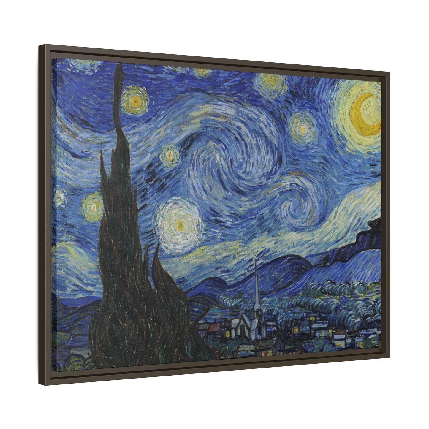 Canvas Framed Print Art - Starry Night, Vincent van Gogh Painting