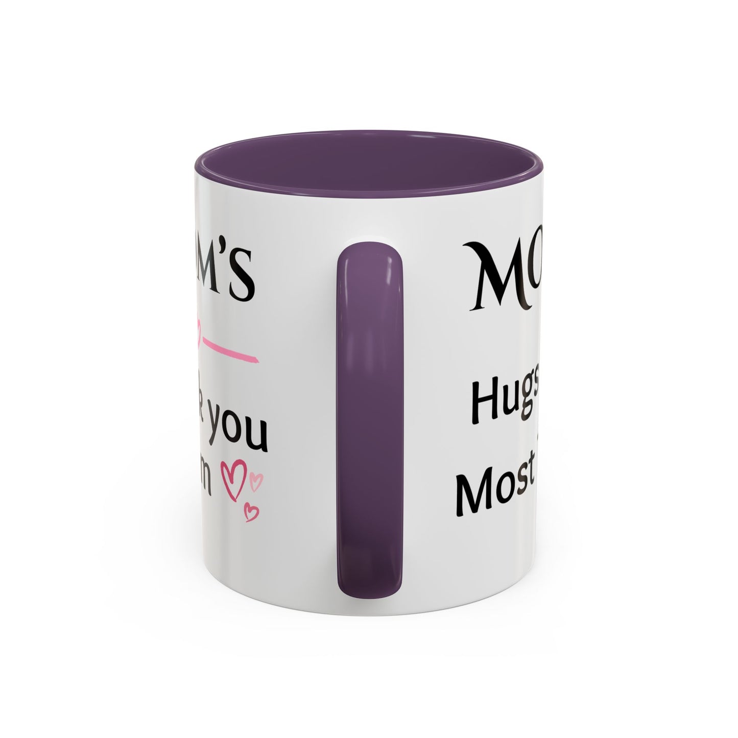 Cozy Accent Coffee Mug, 8 colors | Perfect Gift for Mom, saying, “Hugs solve most problems”, and a Thank you message face her!
