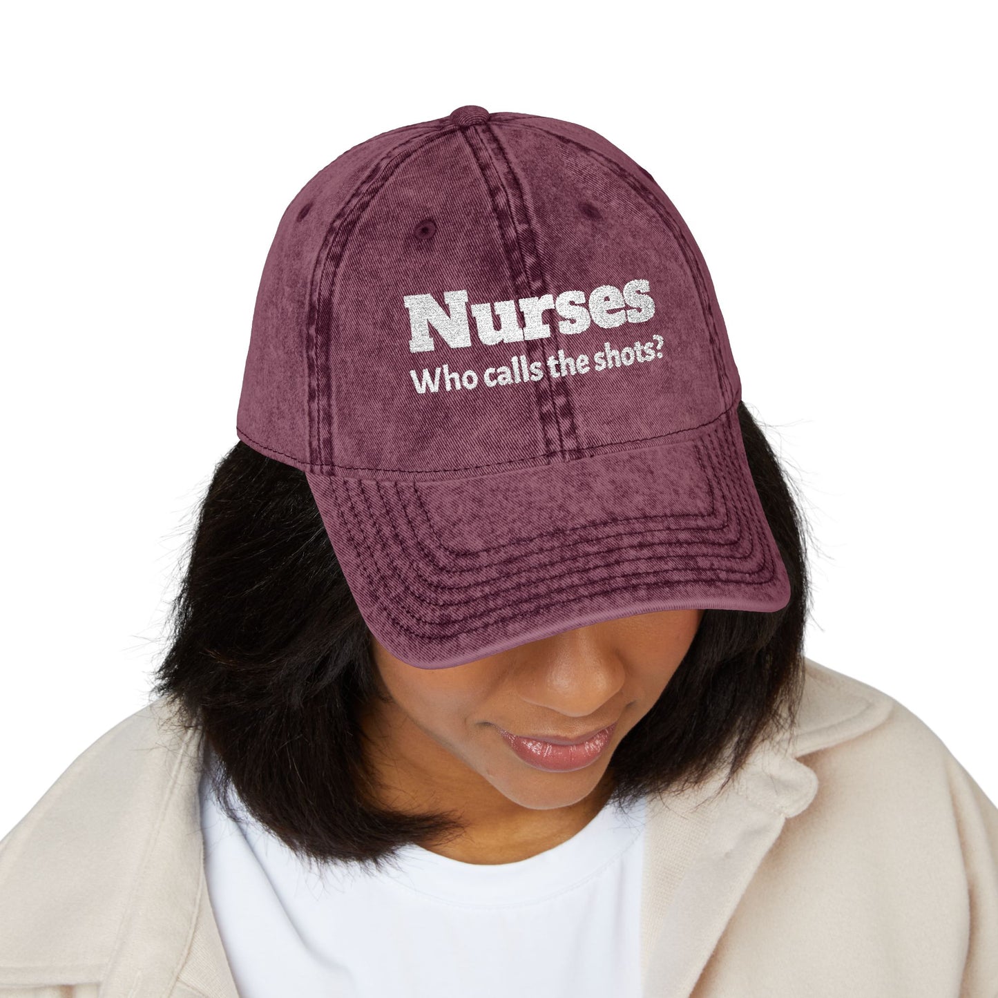 Embroidered "Nurses, Who Calls the Shots" Baseball Cap, Vintage Red Nurse Hat with "Mommy Hugs" on Back, RN Gift, Stylish Medical Headwear, Healthcare Worker Nurse Gift, Nursing Cap