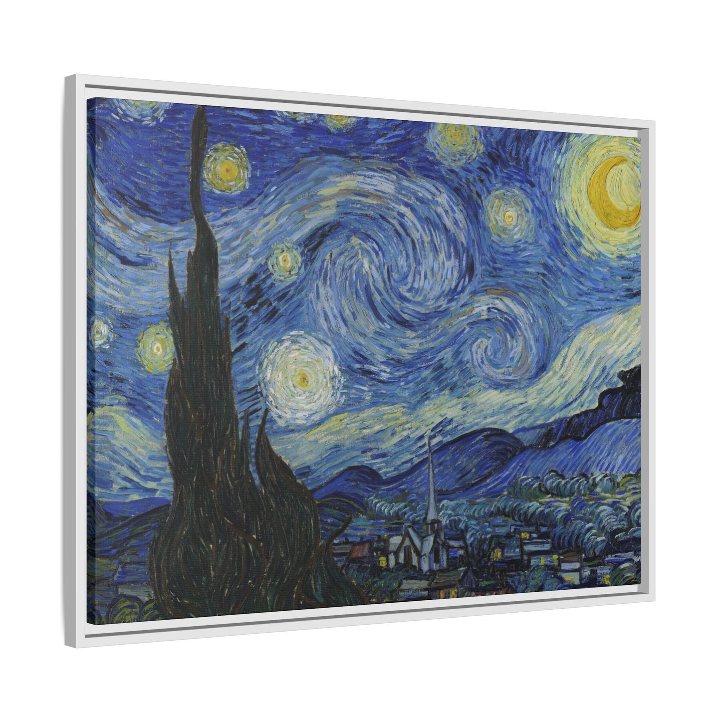 Canvas Framed Print Art - Starry Night, Vincent van Gogh Painting