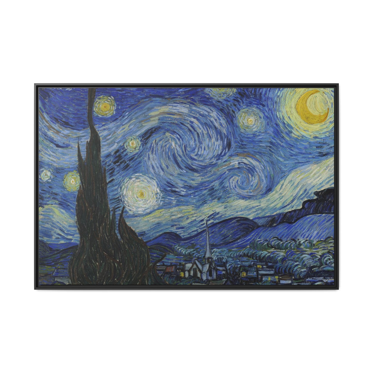 Canvas Framed Print Art - Starry Night, Vincent van Gogh Painting