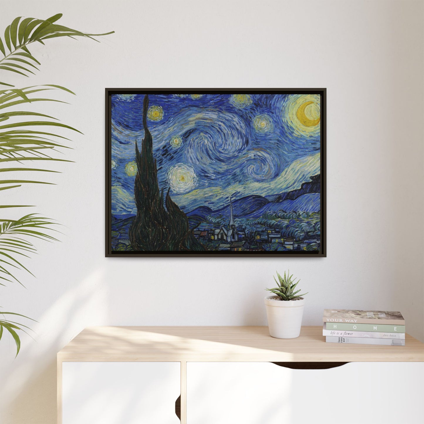 Canvas Framed Print Art - Starry Night, Vincent van Gogh Painting