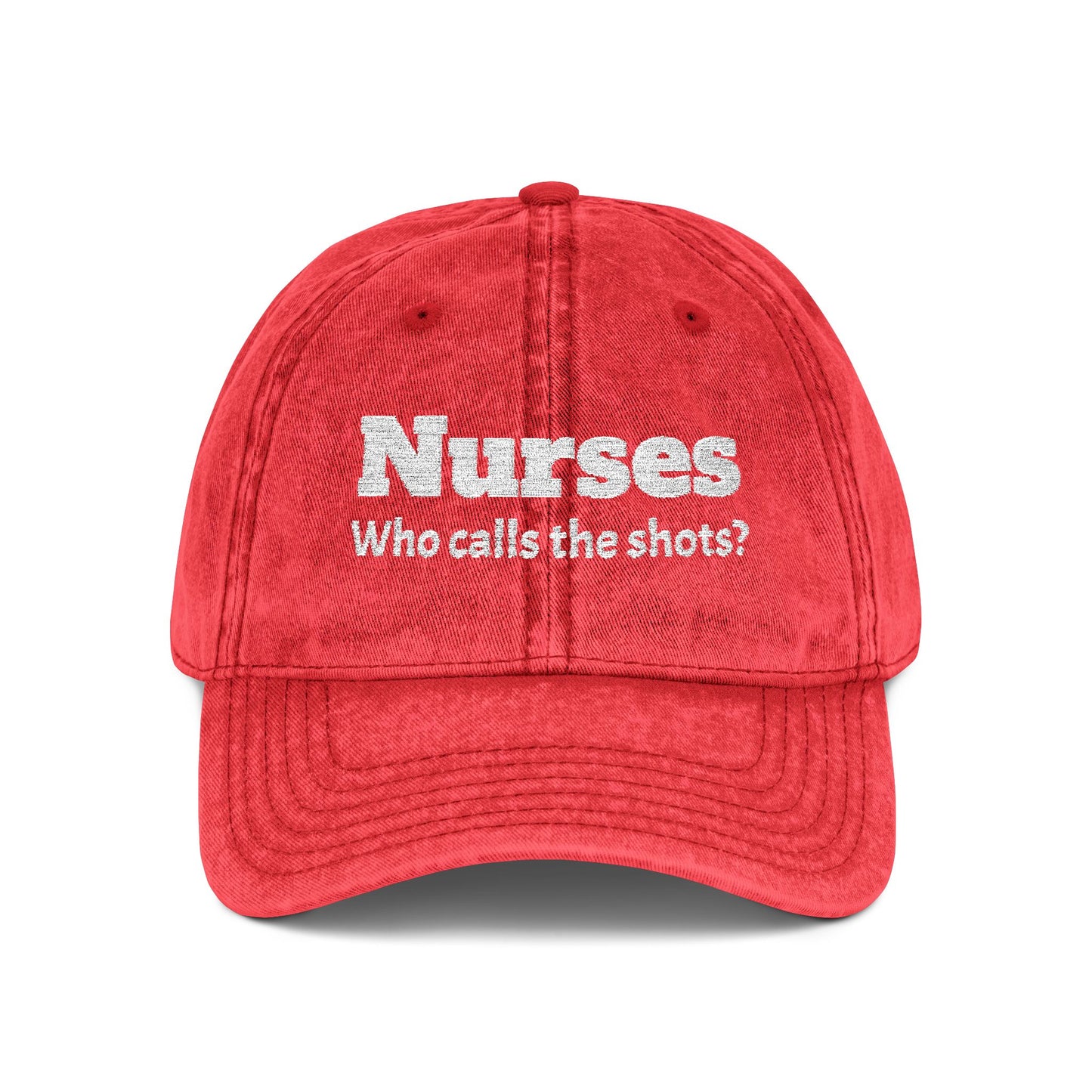 Embroidered "Nurses, Who Calls the Shots" Baseball Cap, Vintage Red Nurse Hat with "Mommy Hugs" on Back, RN Gift, Stylish Medical Headwear, Healthcare Worker Nurse Gift, Nursing Cap