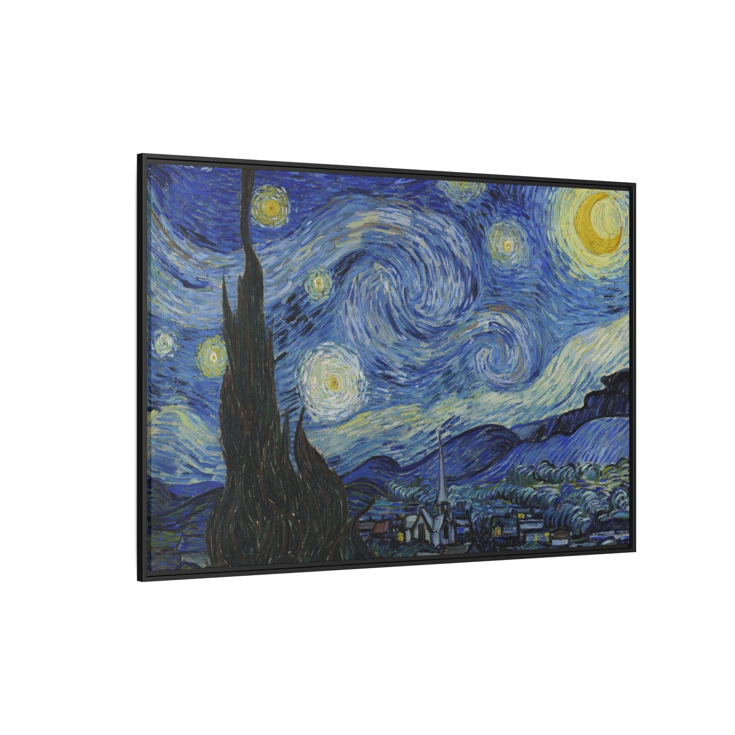 Canvas Framed Print Art - Starry Night, Vincent van Gogh Painting
