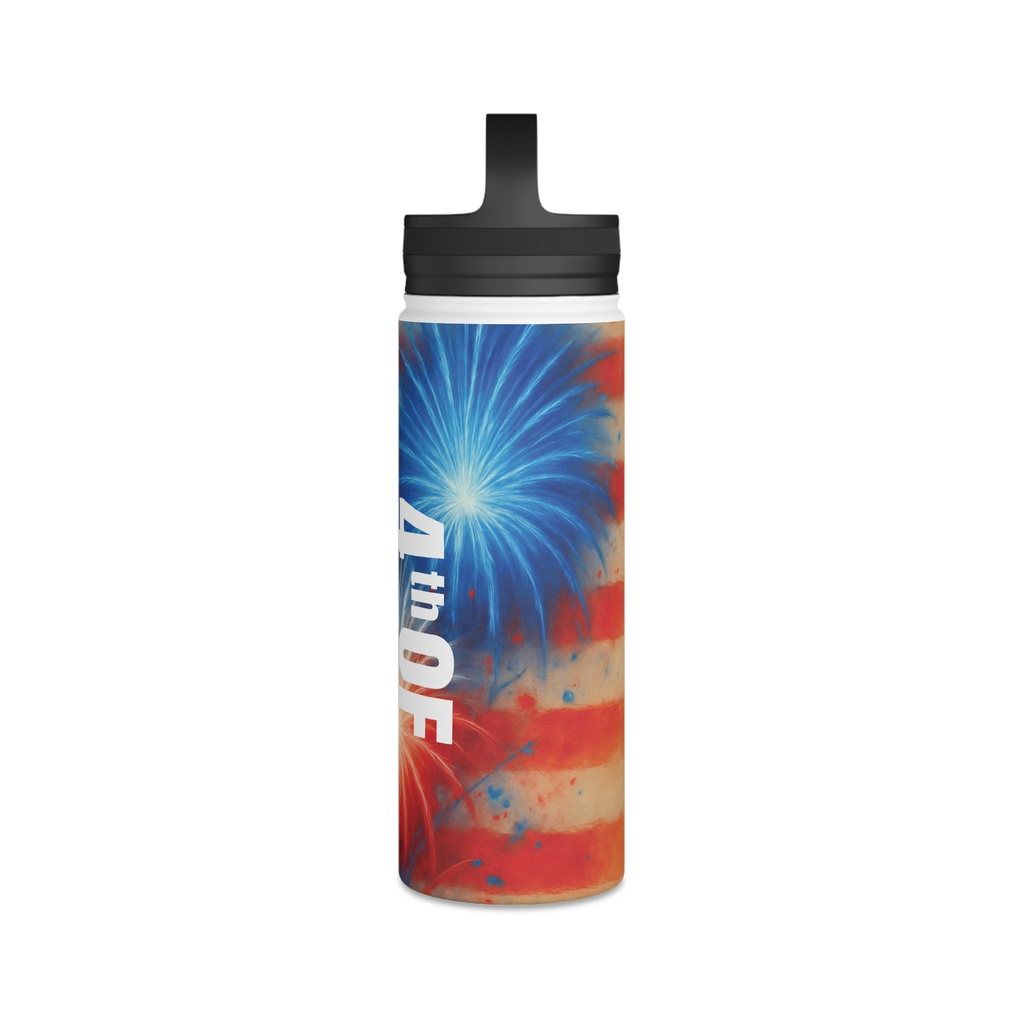 Patriotic Stainless Steel Water Bottle, Handle Lid | 4th of July Essentials, Travel Mug, Summer BBQ Accessory, Gift for Him