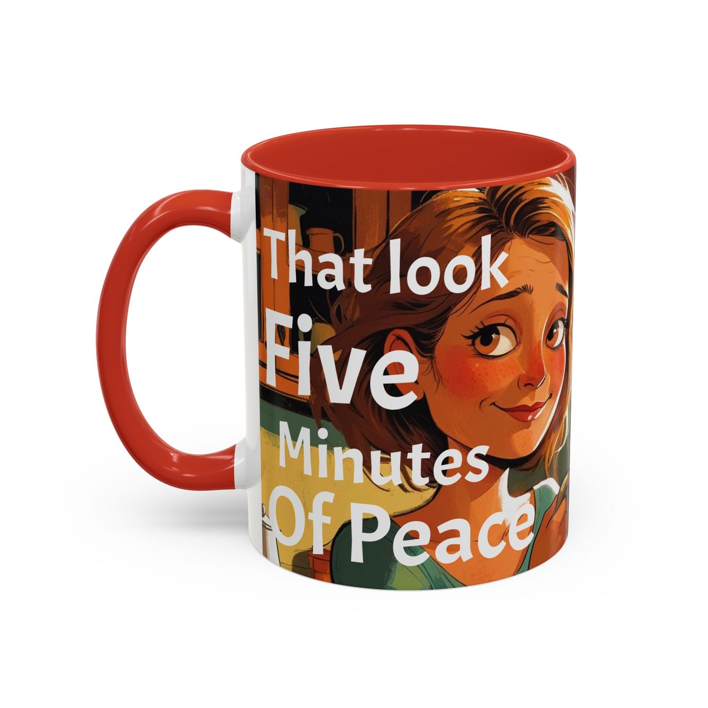 Cozy Accent Coffee Mug | Perfect for Home, Gift, saying, “That look, five minutes of peace”