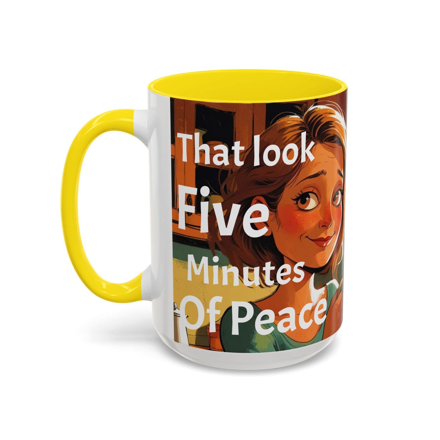 Cozy Accent Coffee Mug | Perfect for Home, Gift, saying, “That look, five minutes of peace”