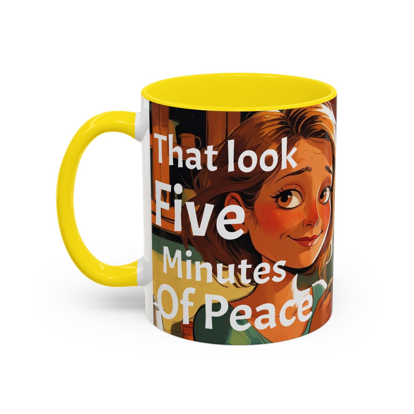 Cozy Accent Coffee Mug | Perfect for Home, Gift, saying, “That look, five minutes of peace”