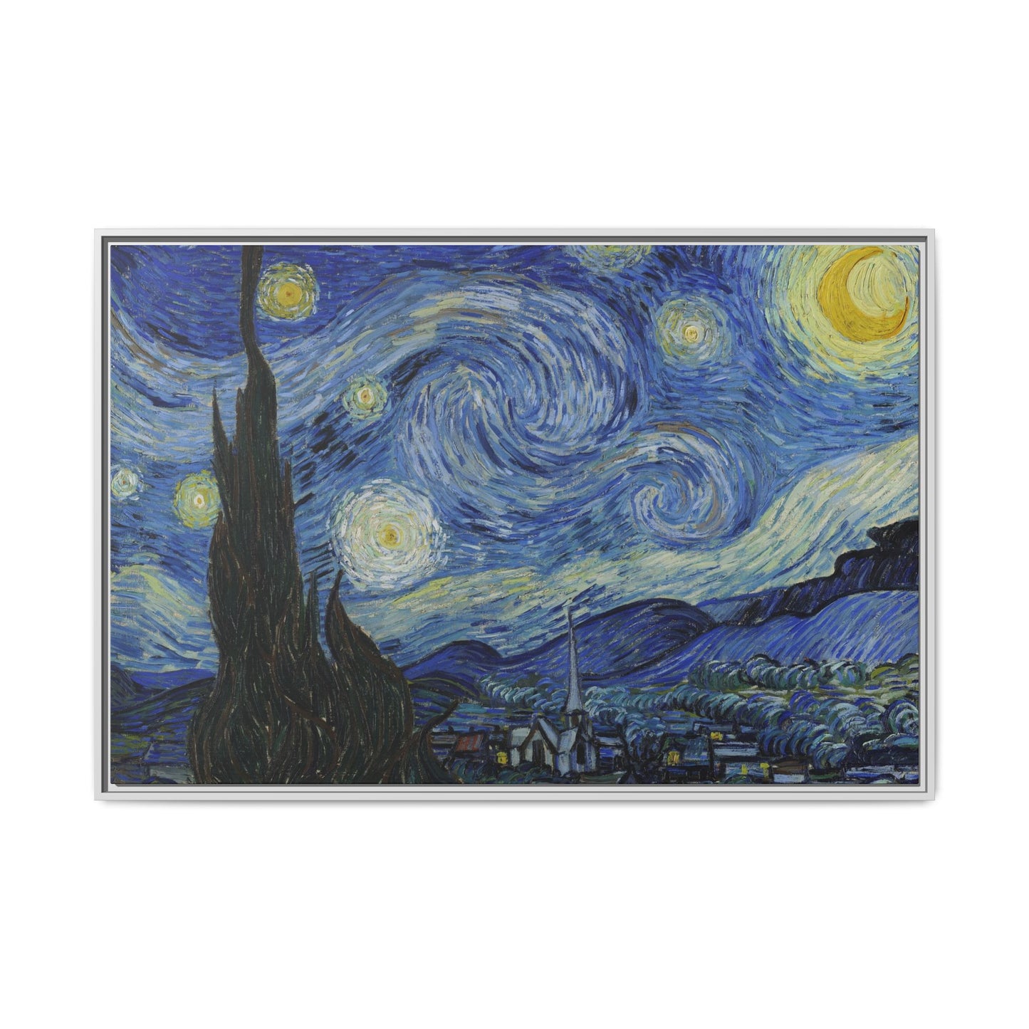 Canvas Framed Print Art - Starry Night, Vincent van Gogh Painting