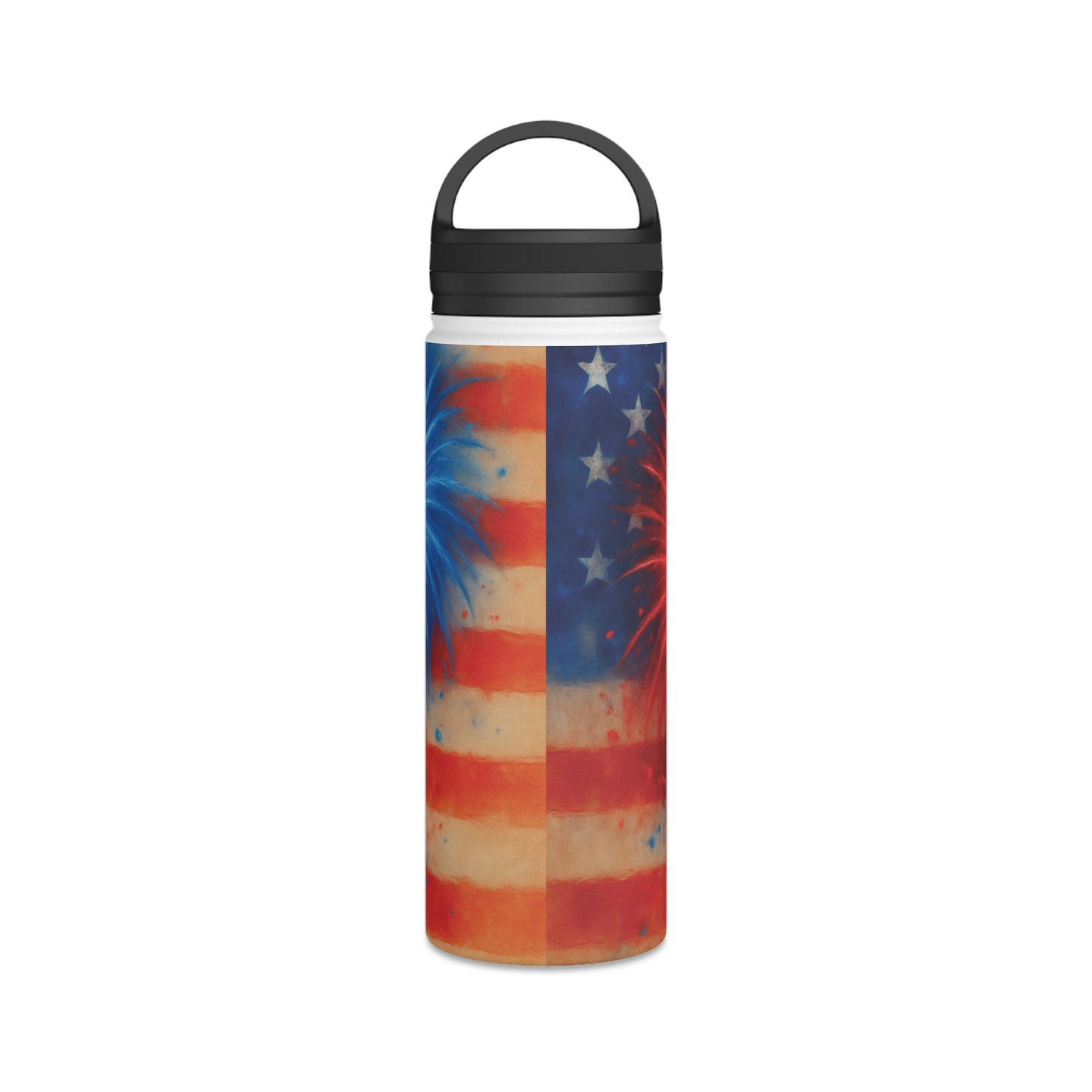 Patriotic Stainless Steel Water Bottle, Handle Lid | 4th of July Essentials, Travel Mug, Summer BBQ Accessory, Gift for Him