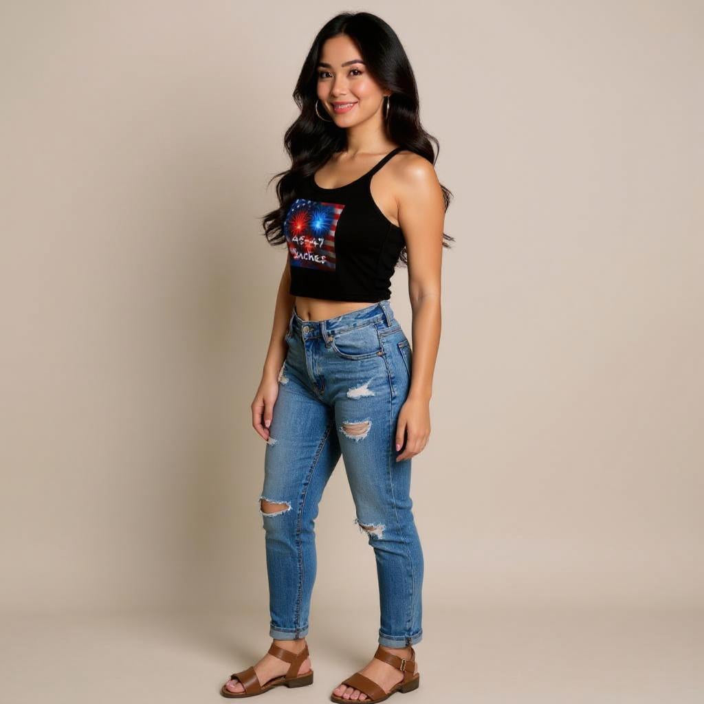 Women’s Naughty Patriotic Fireworks Top - “45-47 Inches” Star-Spangled Edition - Graphic Tank Top for Women | Trendy Summer Casual Wear, Music Festival Outfit