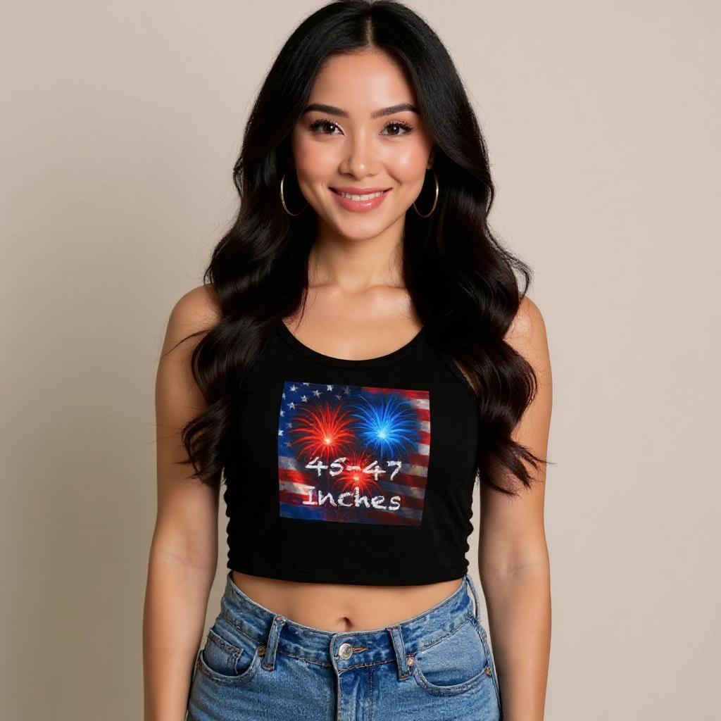 Women’s Naughty Patriotic Fireworks Top - “45-47 Inches” Star-Spangled Edition - Graphic Tank Top for Women | Trendy Summer Casual Wear, Music Festival Outfit
