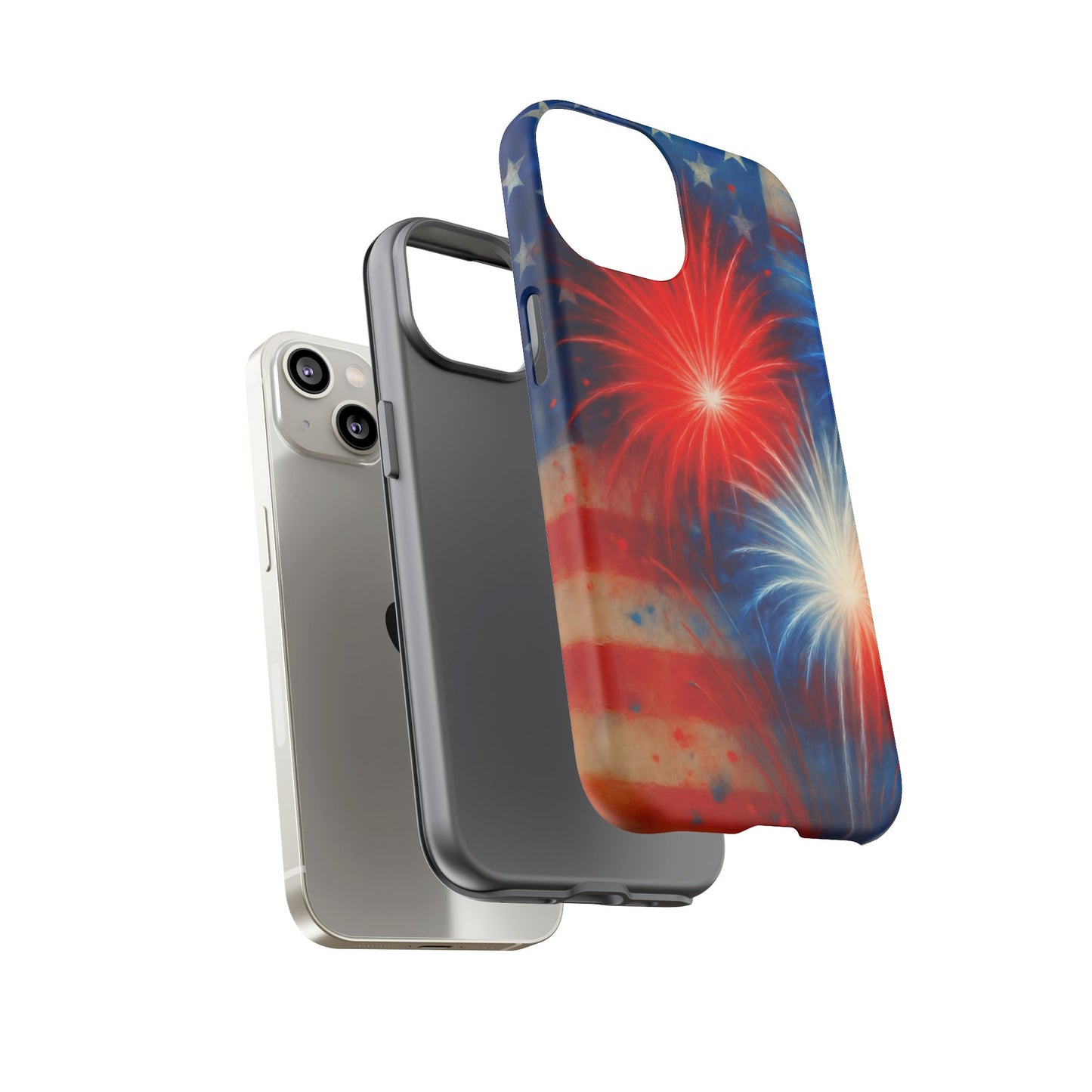 Patriotic Phone Case with Fireworks Design | Tough Cases, USA Holiday, Independence Day, Gift for Friends, Custom Cell Cover
