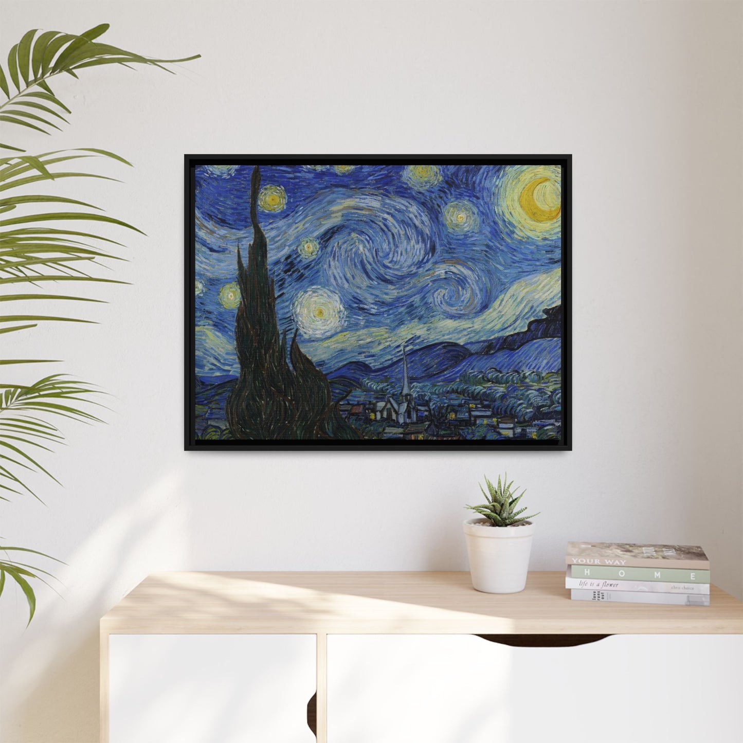 Canvas Framed Print Art - Starry Night, Vincent van Gogh Painting