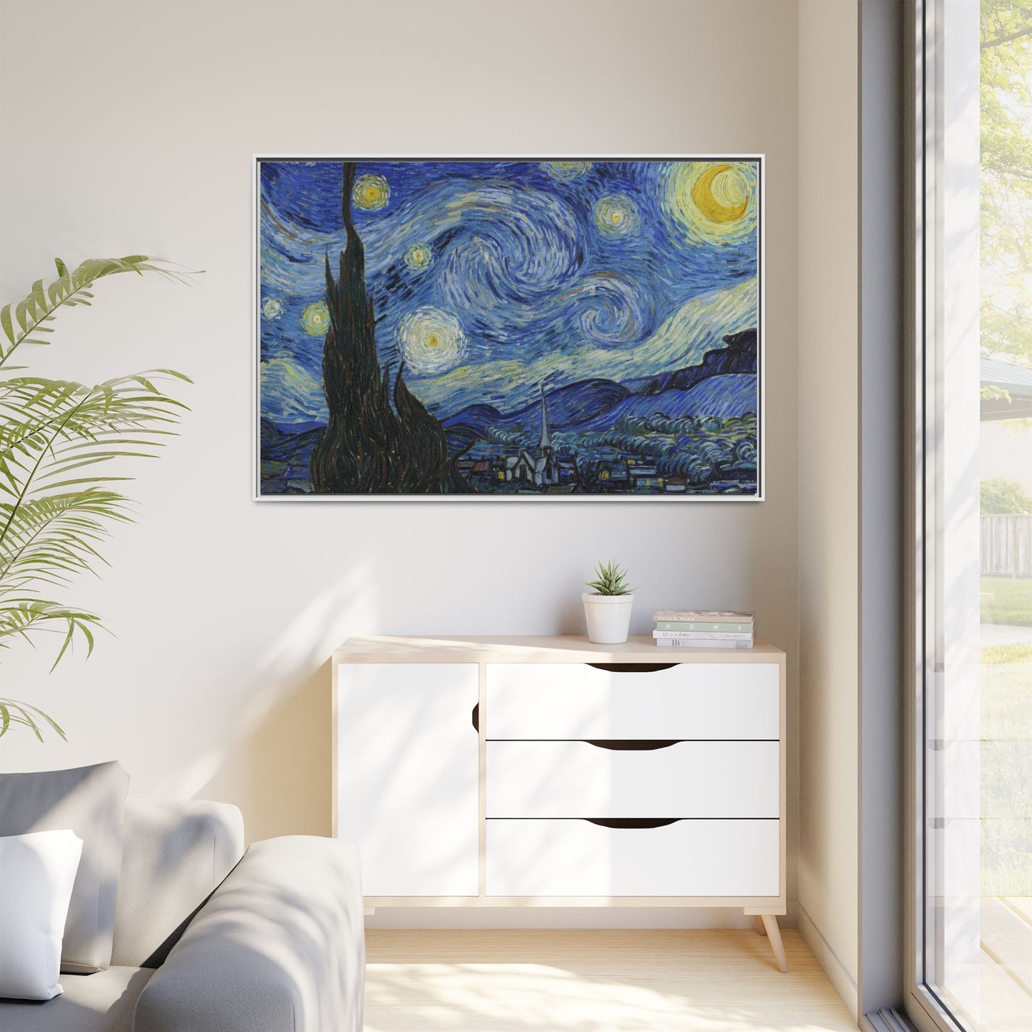 Canvas Framed Print Art - Starry Night, Vincent van Gogh Painting