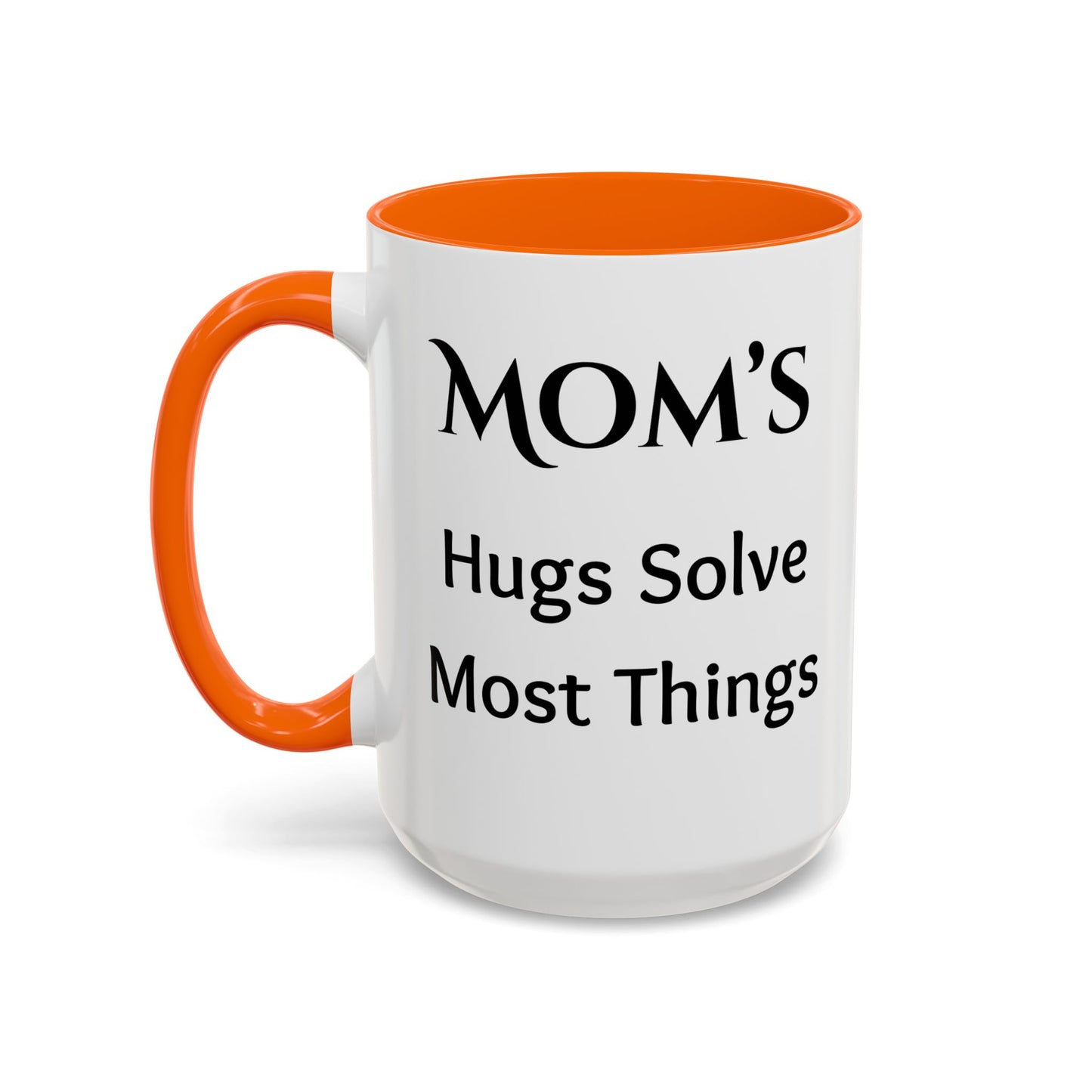 Cozy Accent Coffee Mug, 8 colors | Perfect Gift for Mom, saying, “Hugs solve most problems”, and a Thank you message face her!