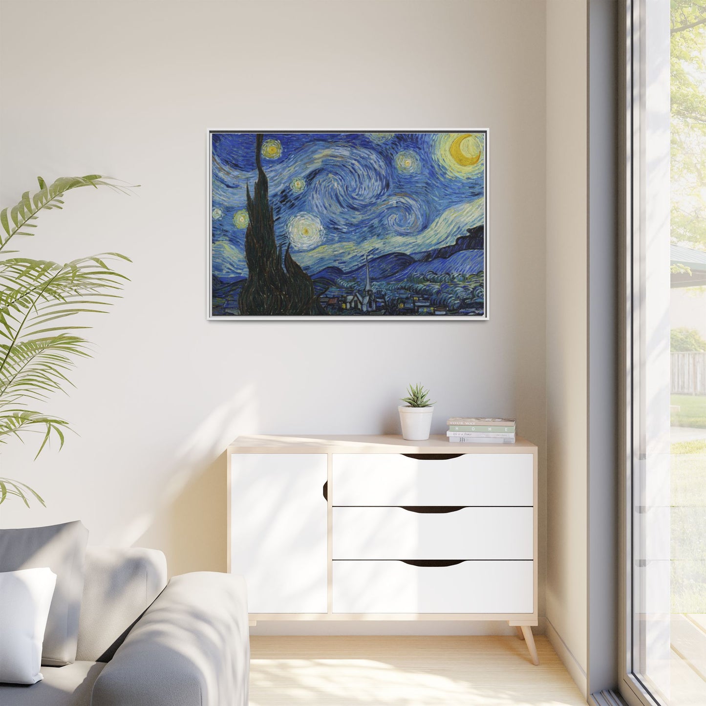 Canvas Framed Print Art - Starry Night, Vincent van Gogh Painting