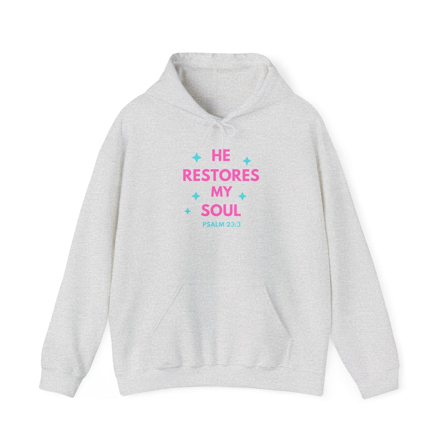 Inspirational Hoodie: He Restores My Soul, Relaxed Fit Sweatshirt