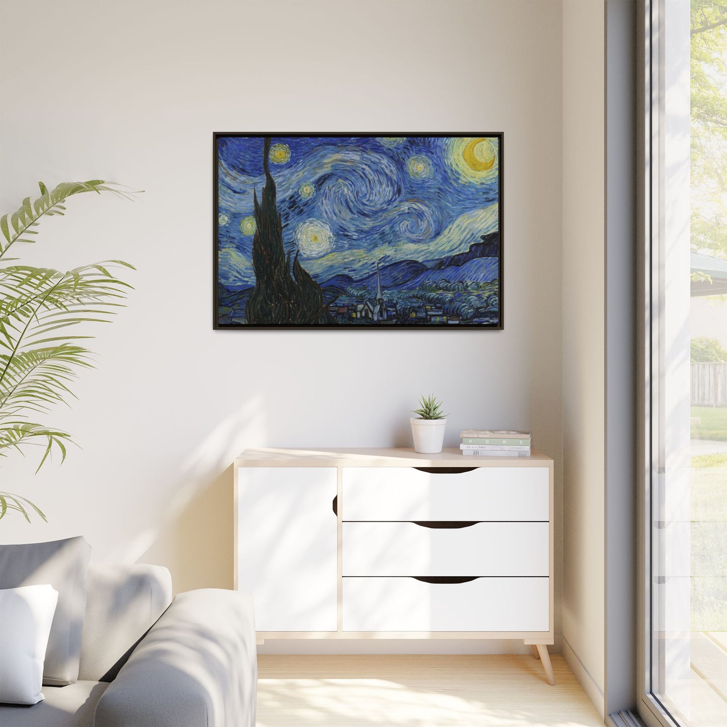 Canvas Framed Print Art - Starry Night, Vincent van Gogh Painting