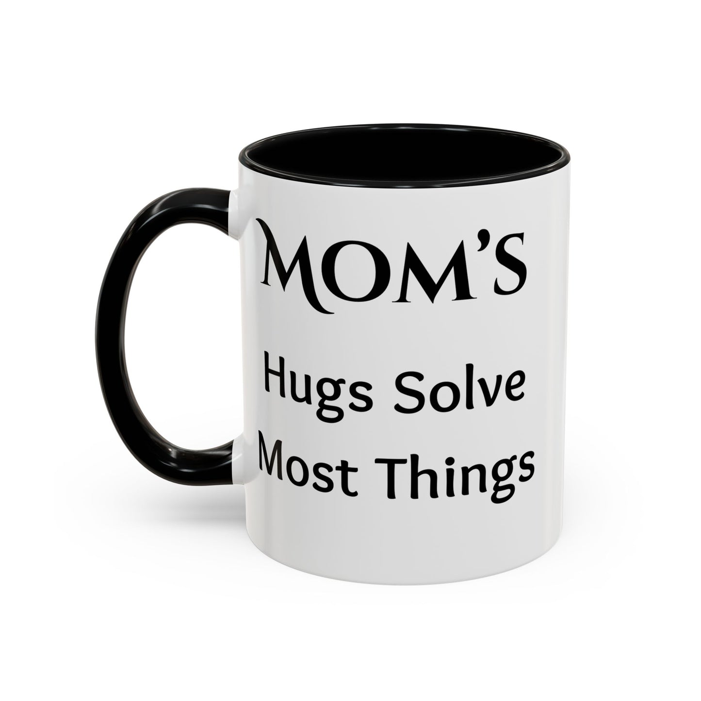 Cozy Accent Coffee Mug, 8 colors | Perfect Gift for Mom, saying, “Hugs solve most problems”, and a Thank you message face her!