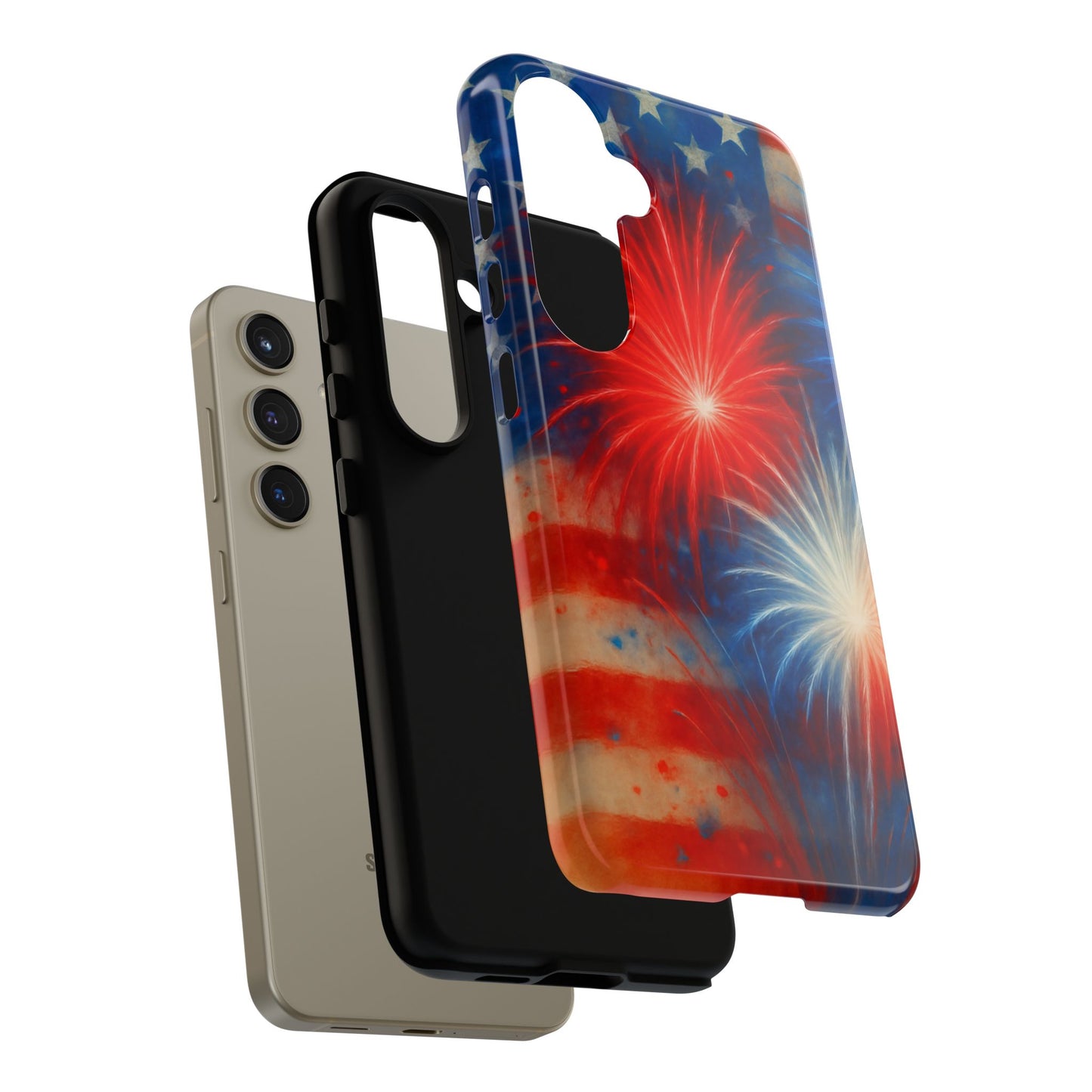 Patriotic Phone Case with Fireworks Design | Tough Cases, USA Holiday, Independence Day, Gift for Friends, Custom Cell Cover