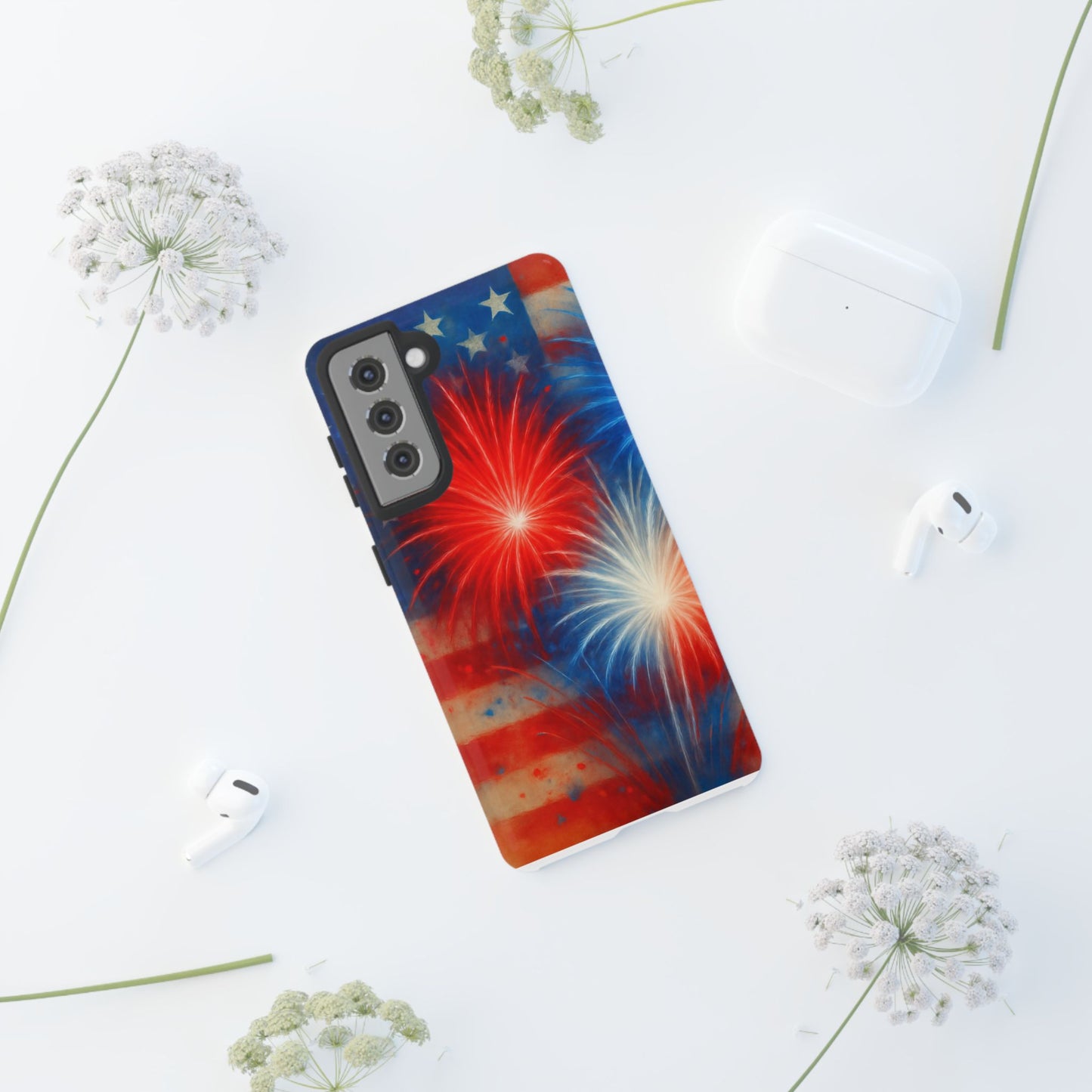 Patriotic Phone Case with Fireworks Design | Tough Cases, USA Holiday, Independence Day, Gift for Friends, Custom Cell Cover