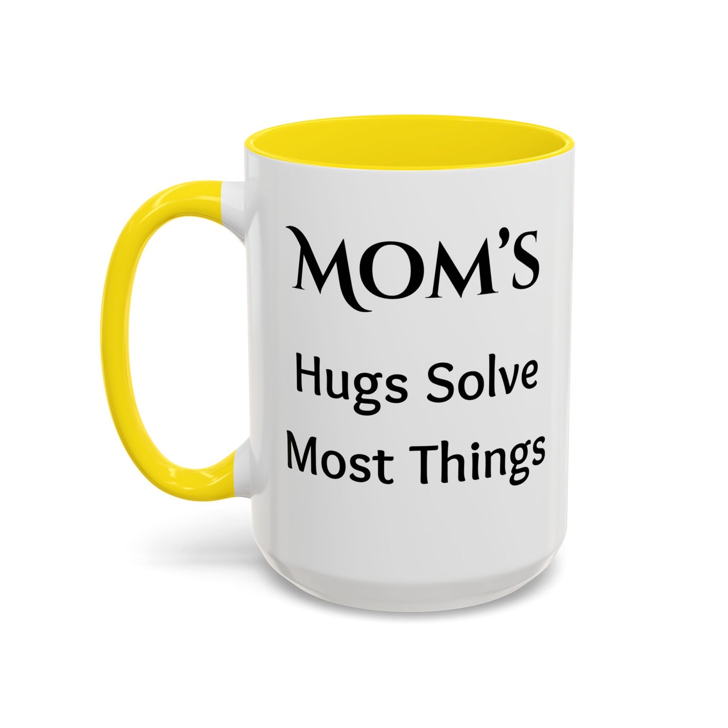 Cozy Accent Coffee Mug, 8 colors | Perfect Gift for Mom, saying, “Hugs solve most problems”, and a Thank you message face her!