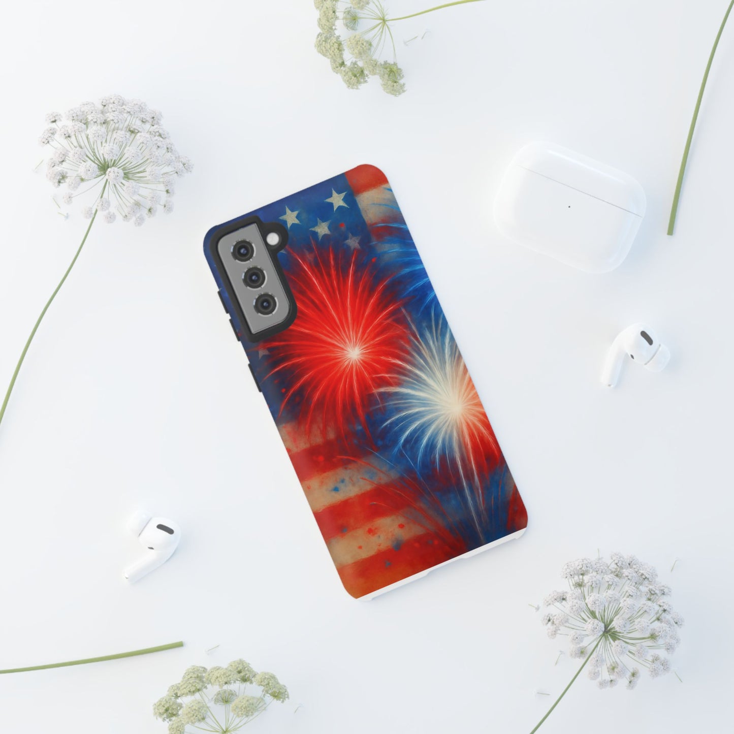 Patriotic Phone Case with Fireworks Design | Tough Cases, USA Holiday, Independence Day, Gift for Friends, Custom Cell Cover