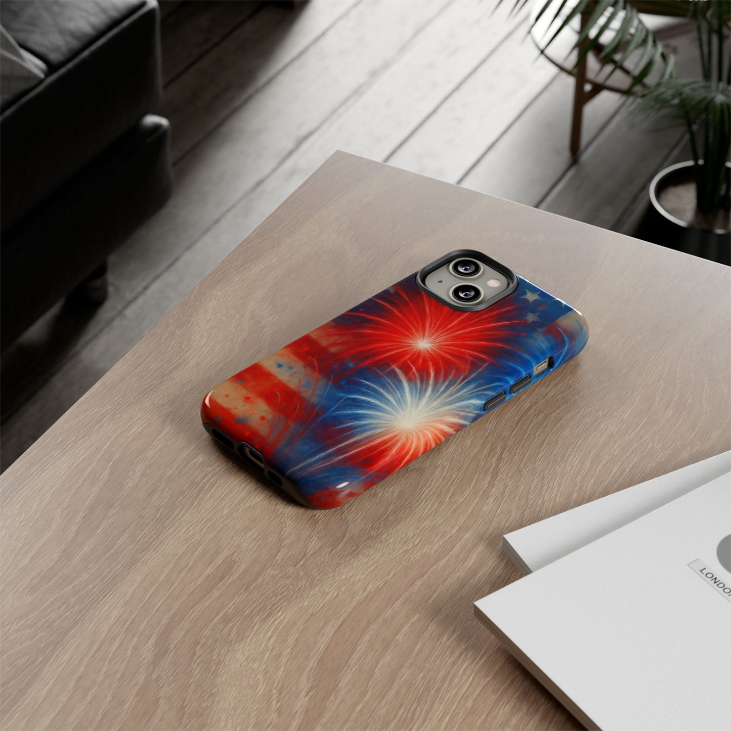 Patriotic Phone Case with Fireworks Design | Tough Cases, USA Holiday, Independence Day, Gift for Friends, Custom Cell Cover