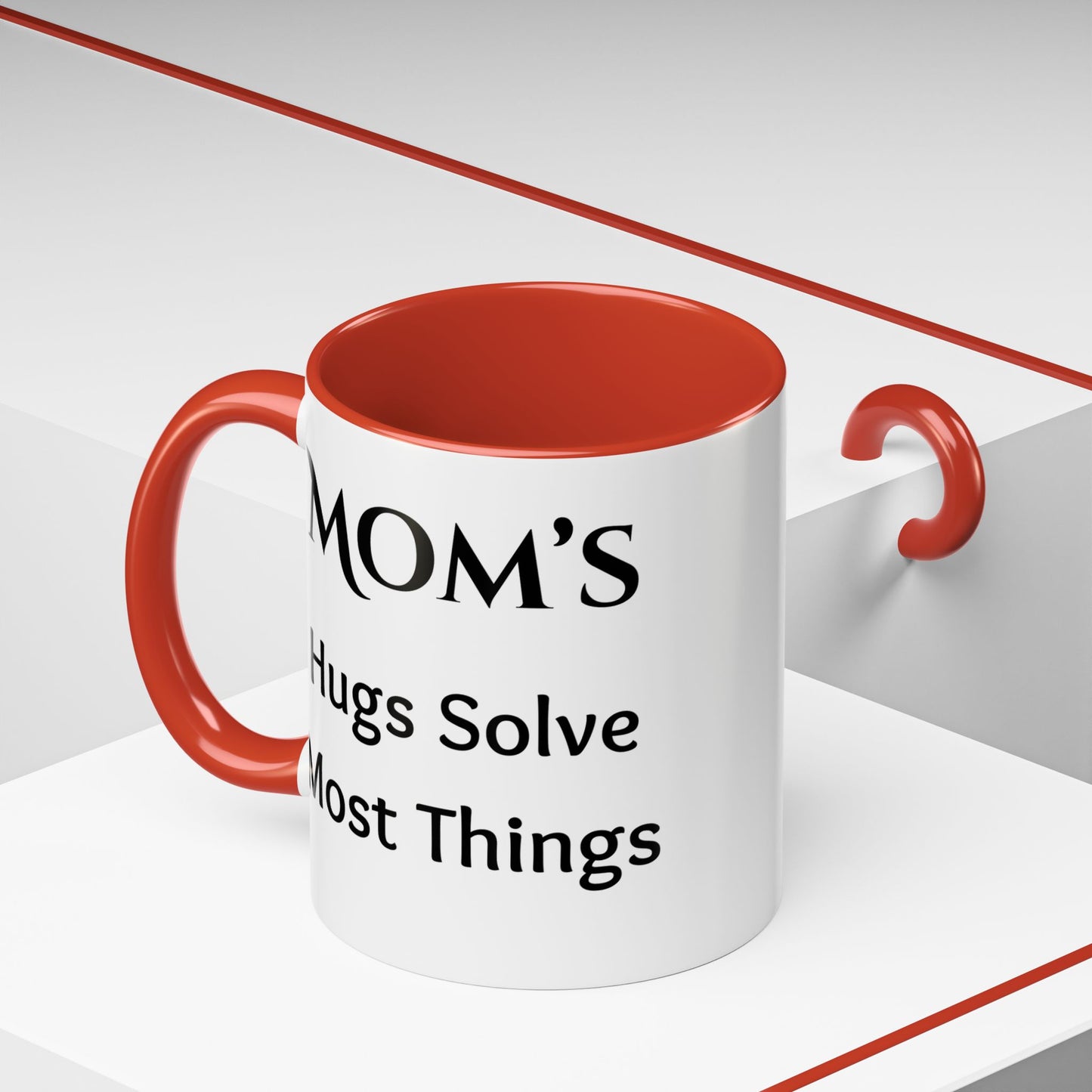 Cozy Accent Coffee Mug, 8 colors | Perfect Gift for Mom, saying, “Hugs solve most problems”, and a Thank you message face her!