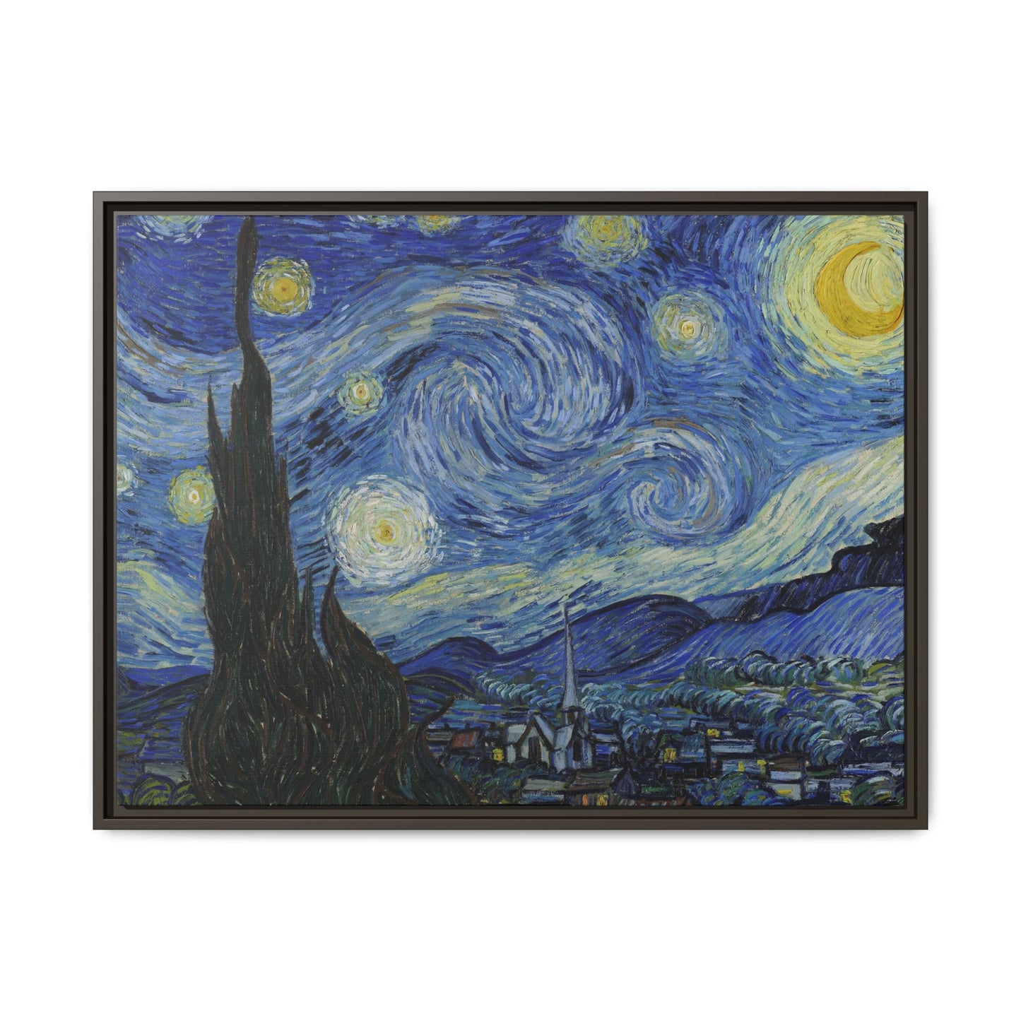 Canvas Framed Print Art - Starry Night, Vincent van Gogh Painting