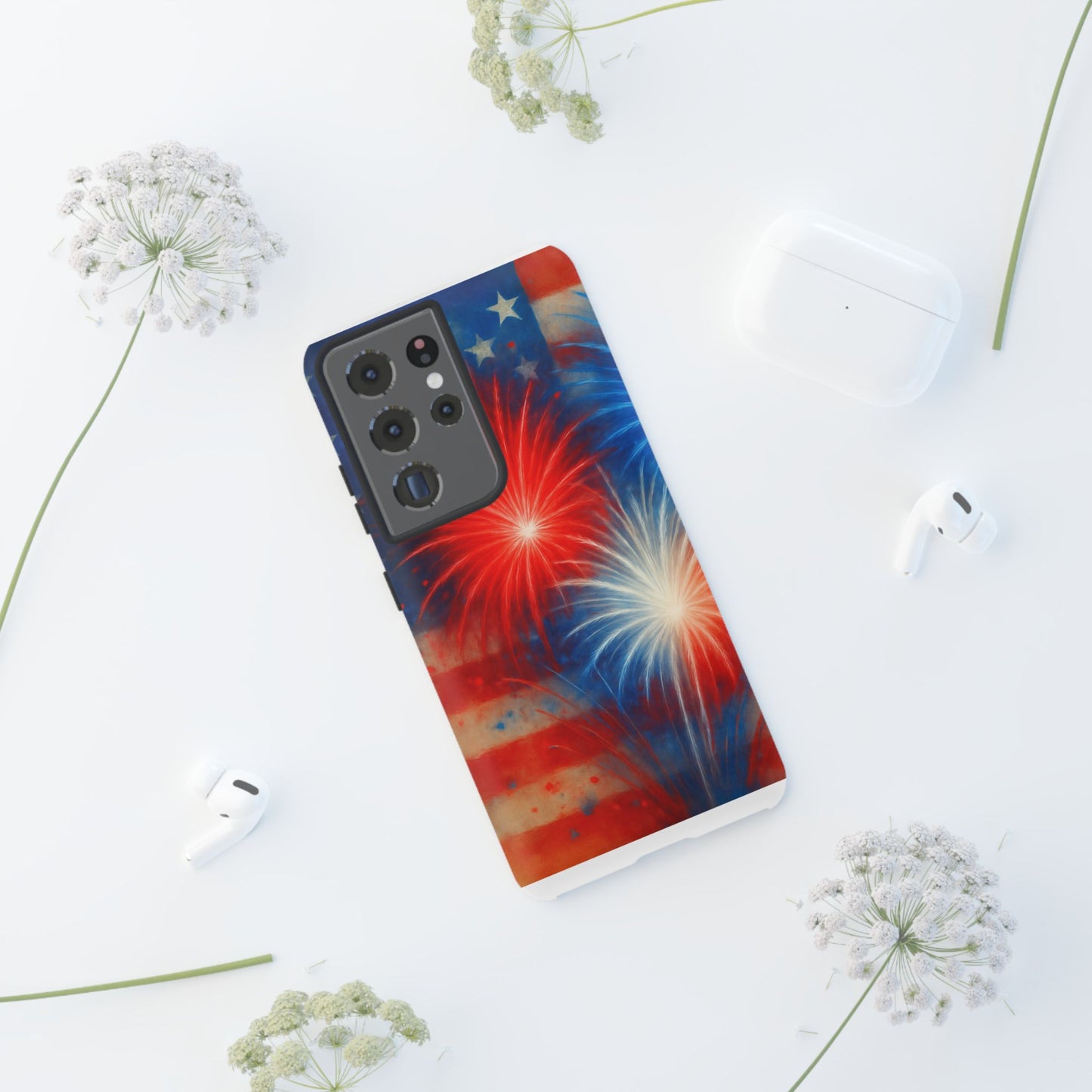 Patriotic Phone Case with Fireworks Design | Tough Cases, USA Holiday, Independence Day, Gift for Friends, Custom Cell Cover