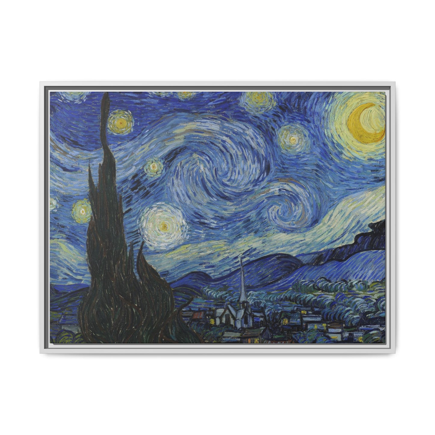 Canvas Framed Print Art - Starry Night, Vincent van Gogh Painting