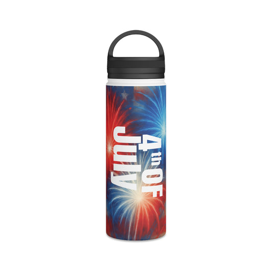 Patriotic Stainless Steel Water Bottle, Handle Lid | 4th of July Essentials, Travel Mug, Summer BBQ Accessory, Gift for Him