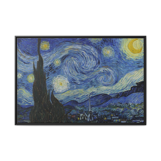 Canvas Framed Print Art - Starry Night, Vincent van Gogh Painting