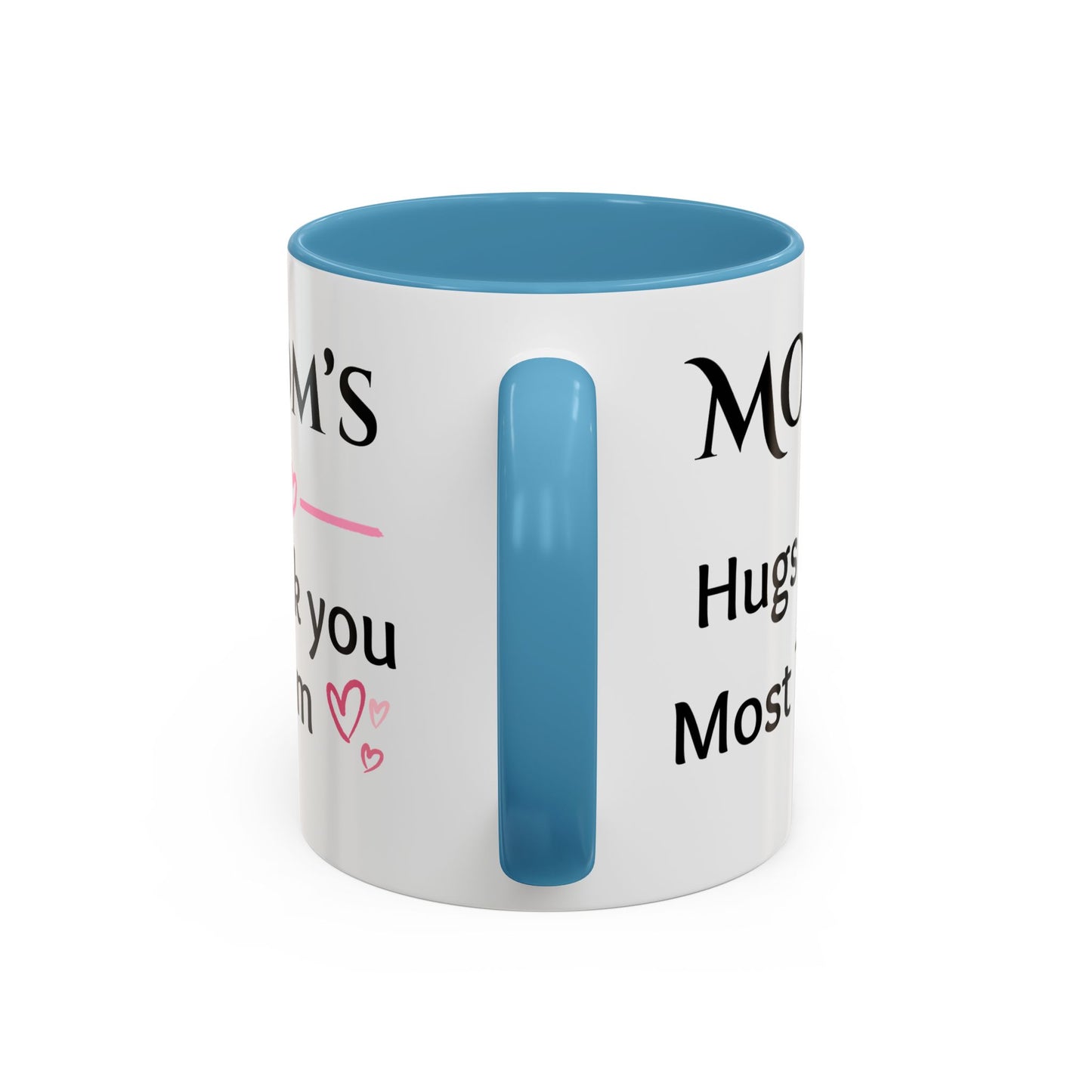 Cozy Accent Coffee Mug, 8 colors | Perfect Gift for Mom, saying, “Hugs solve most problems”, and a Thank you message face her!