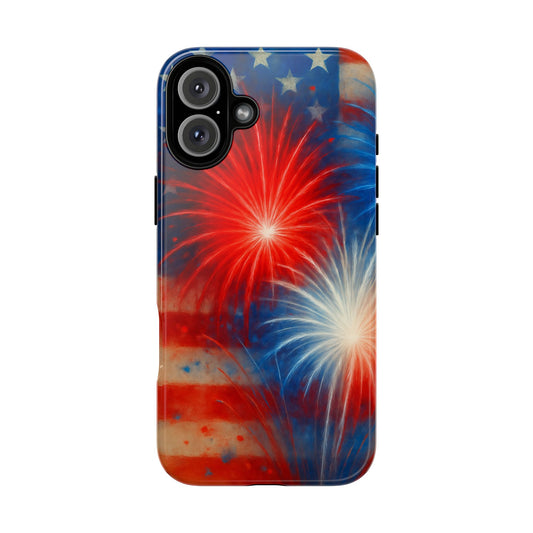 Patriotic Phone Case with Fireworks Design | Tough Cases, USA Holiday, Independence Day, Gift for Friends, Custom Cell Cover