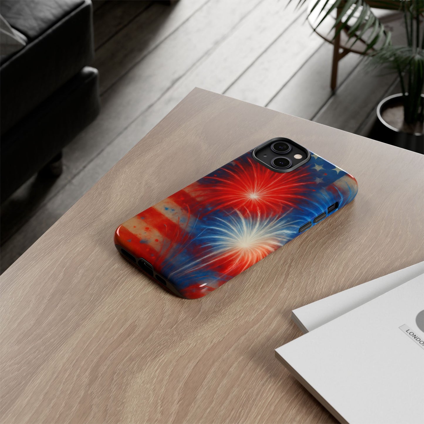 Patriotic Phone Case with Fireworks Design | Tough Cases, USA Holiday, Independence Day, Gift for Friends, Custom Cell Cover