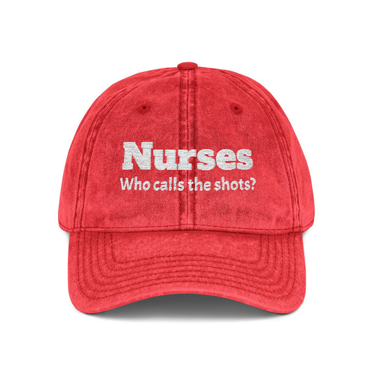 Embroidered "Nurses, Who Calls the Shots" Baseball Cap, Vintage Red Nurse Hat with "Mommy Hugs" on Back, RN Gift, Stylish Medical Headwear, Healthcare Worker Nurse Gift, Nursing Cap