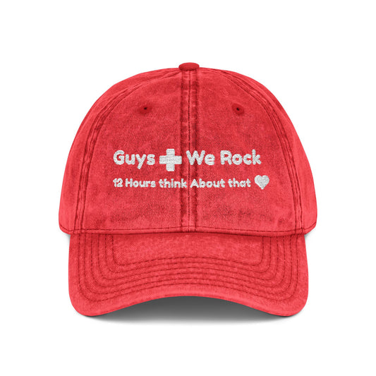 Nurses Rock 12 Hours, Vintage Red Nurse Baseball Style Cap with Mommy Hugs Embroidery on the back, perfect for RN Gifts, Medical Headwear