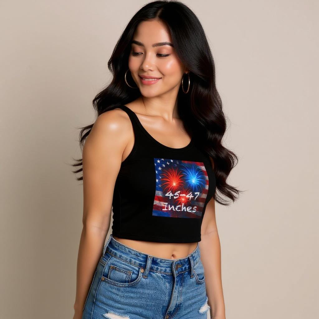 Women’s Naughty Patriotic Fireworks Top - “45-47 Inches” Star-Spangled Edition - Graphic Tank Top for Women | Trendy Summer Casual Wear, Music Festival Outfit