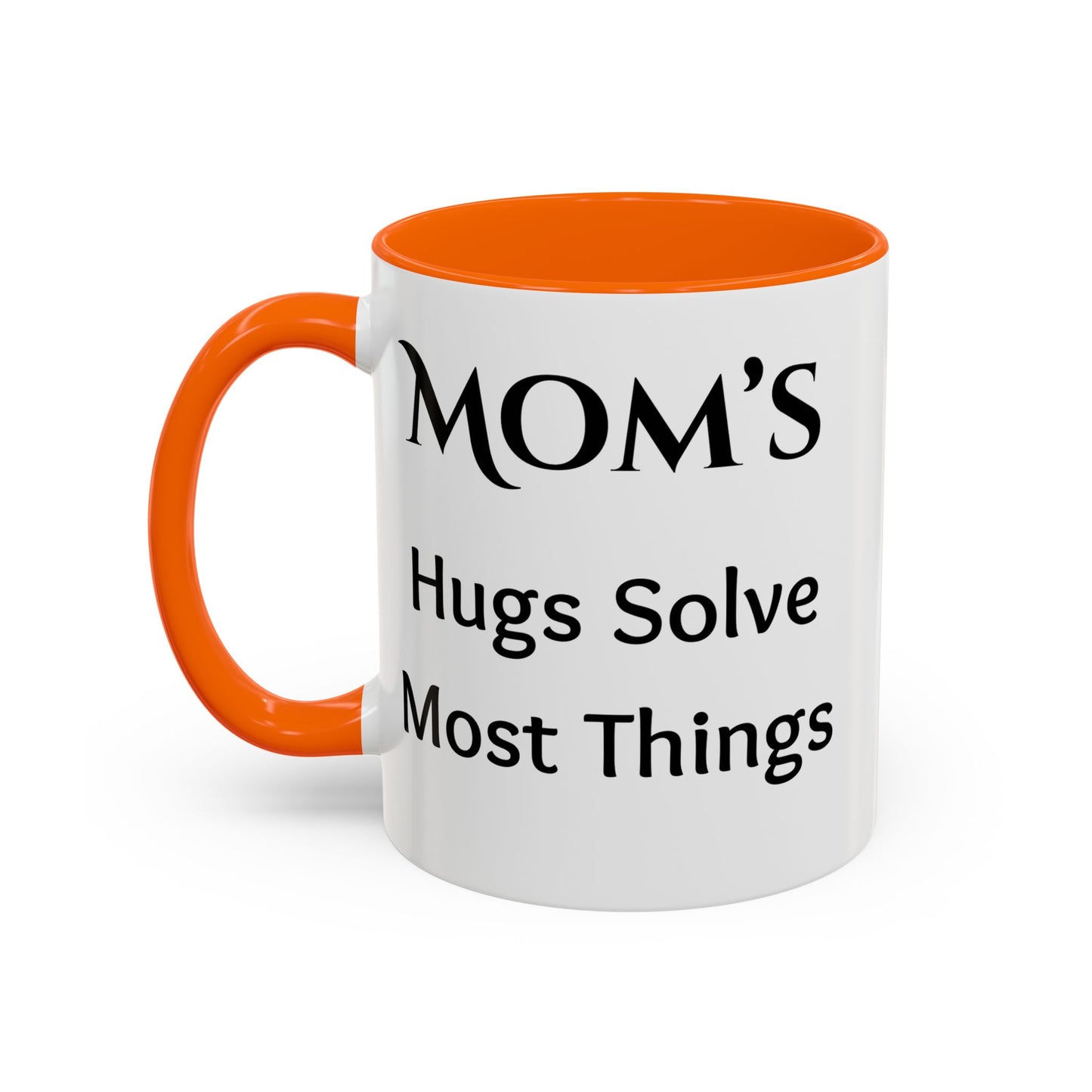 Cozy Accent Coffee Mug, 8 colors | Perfect Gift for Mom, saying, “Hugs solve most problems”, and a Thank you message face her!