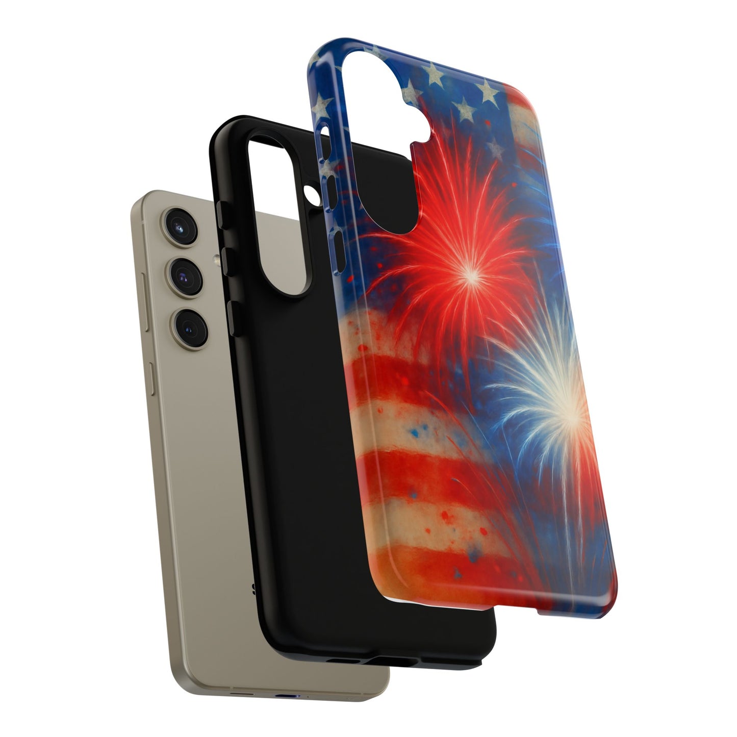 Patriotic Phone Case with Fireworks Design | Tough Cases, USA Holiday, Independence Day, Gift for Friends, Custom Cell Cover