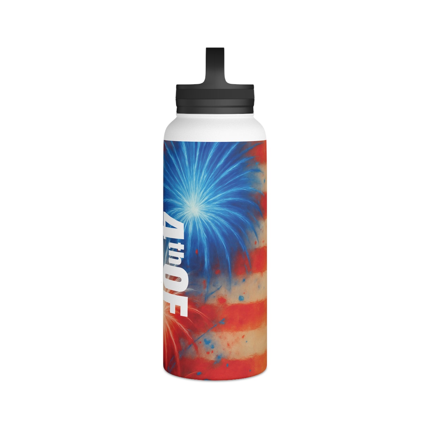 Patriotic Stainless Steel Water Bottle, Handle Lid | 4th of July Essentials, Travel Mug, Summer BBQ Accessory, Gift for Him