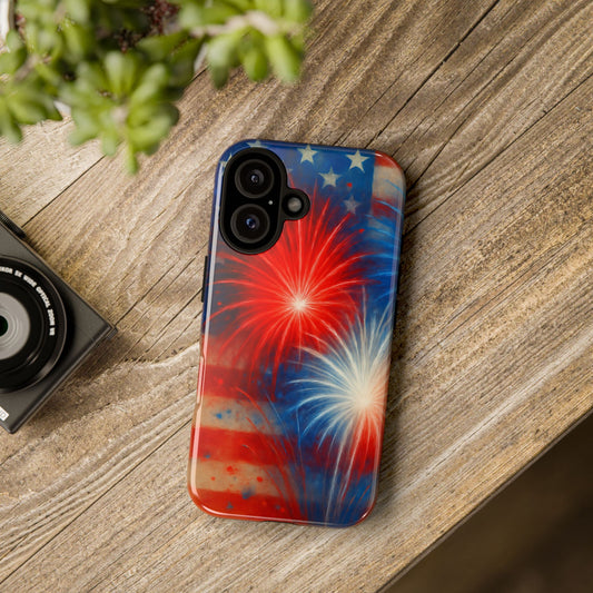 Patriotic Phone Case with Fireworks Design | Tough Cases, USA Holiday, Independence Day, Gift for Friends, Custom Cell Cover